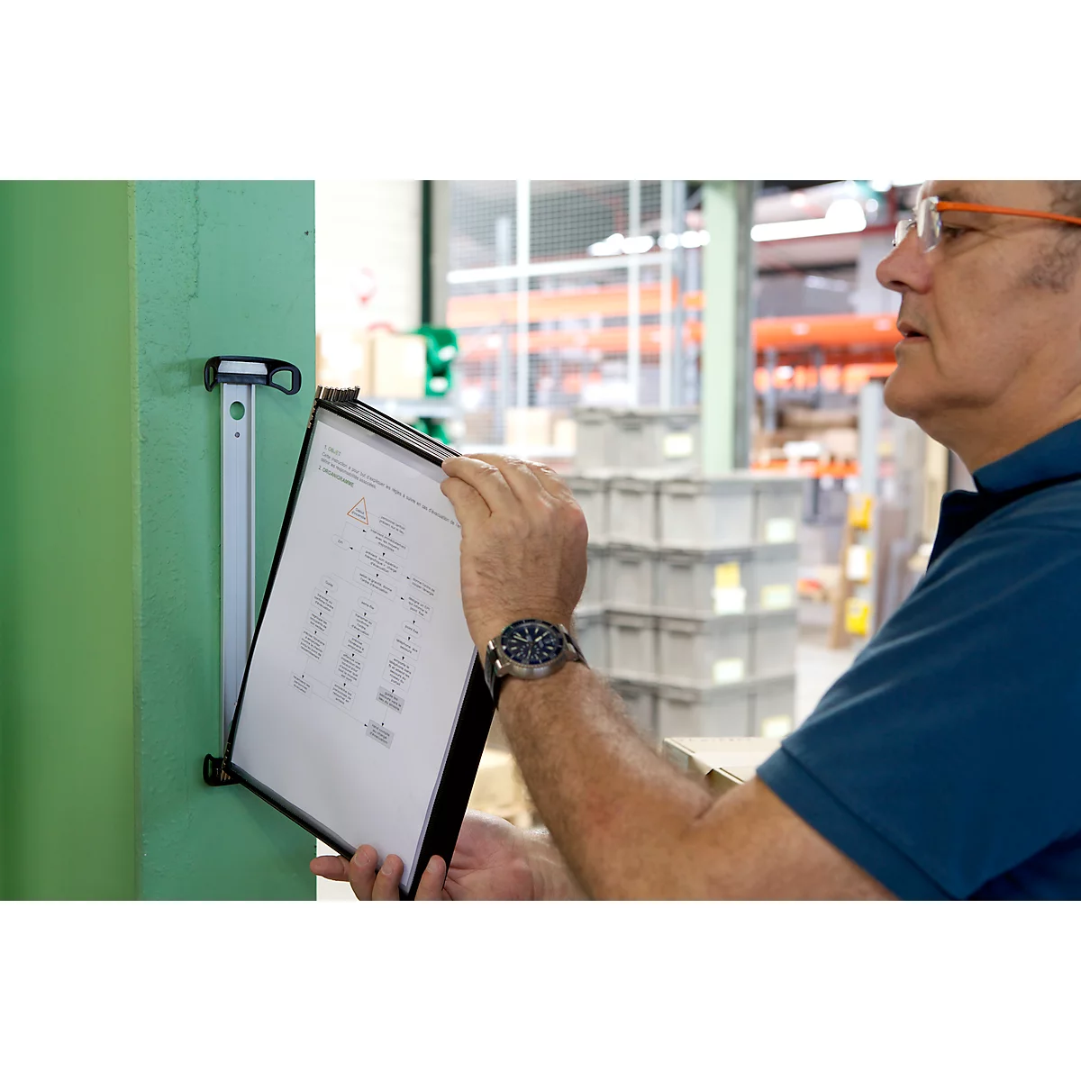 Wandelement Tarifold PRO, mit 10 Tafeln, DIN A4, magnet. Befestigungssystem, Metalldrehzapfen