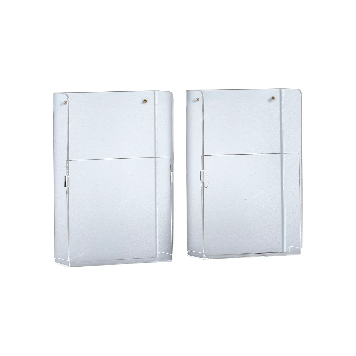 Wandfolderhouder - plexiglas - B 225 x D 75 x H 330 mm - transparant - voor A4 formaat - set van 2 stuks