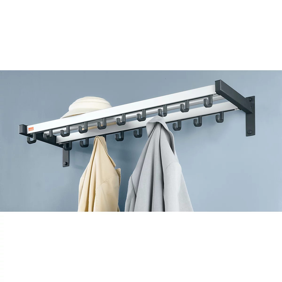Wandgarderobe, 19 Einzelhaken, Hutablage