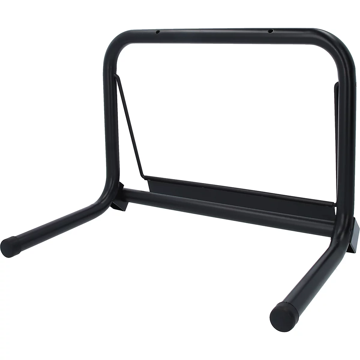 Schwarzer Papierhandtuchhalter aus Metall. U-förmig, mit Standfüßen.