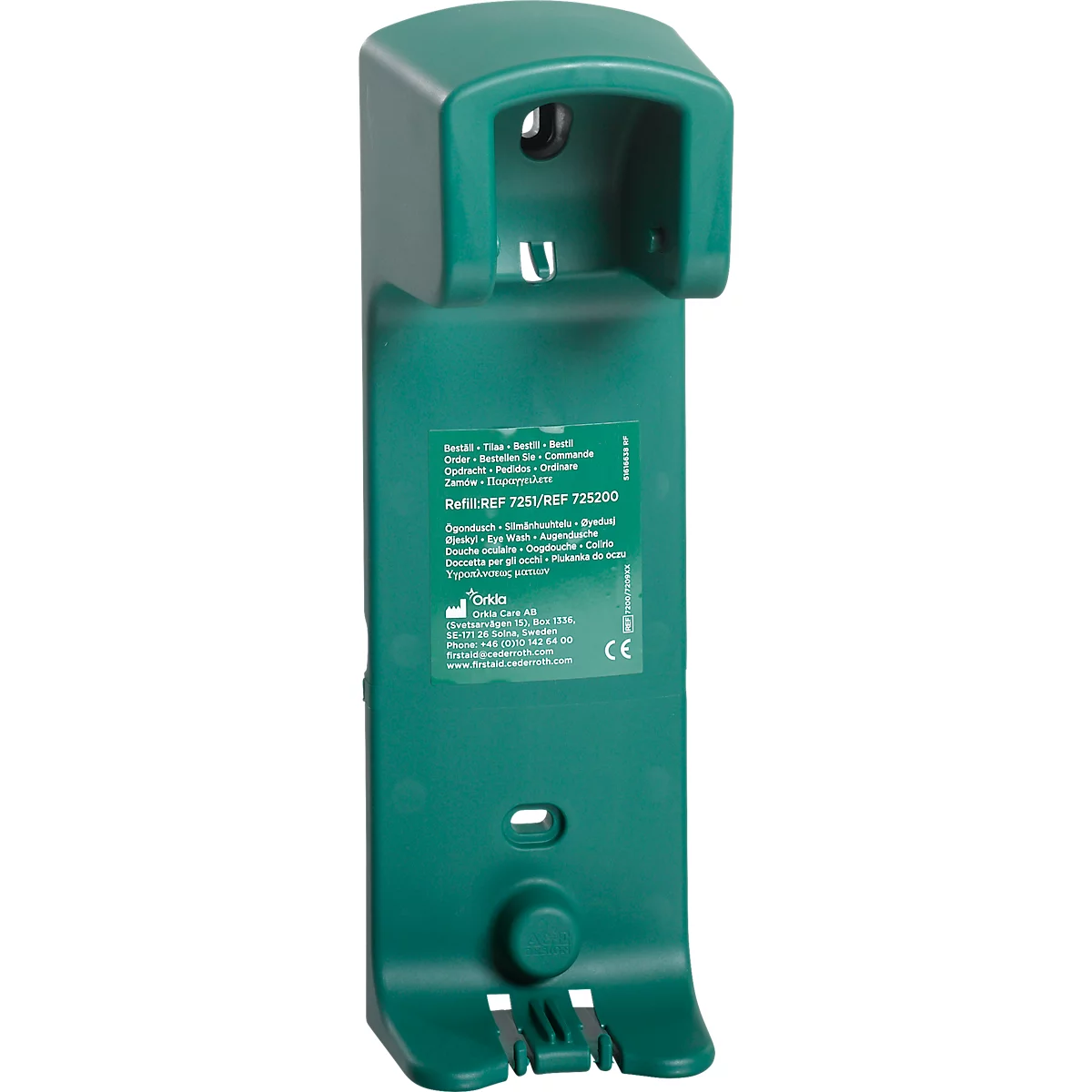 Wandhouder Cederroth, voor oogdoucheflacon 500 ml, groen