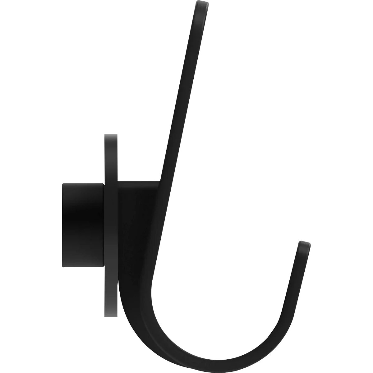 Zwarte wandhaak in minimalistisch design.