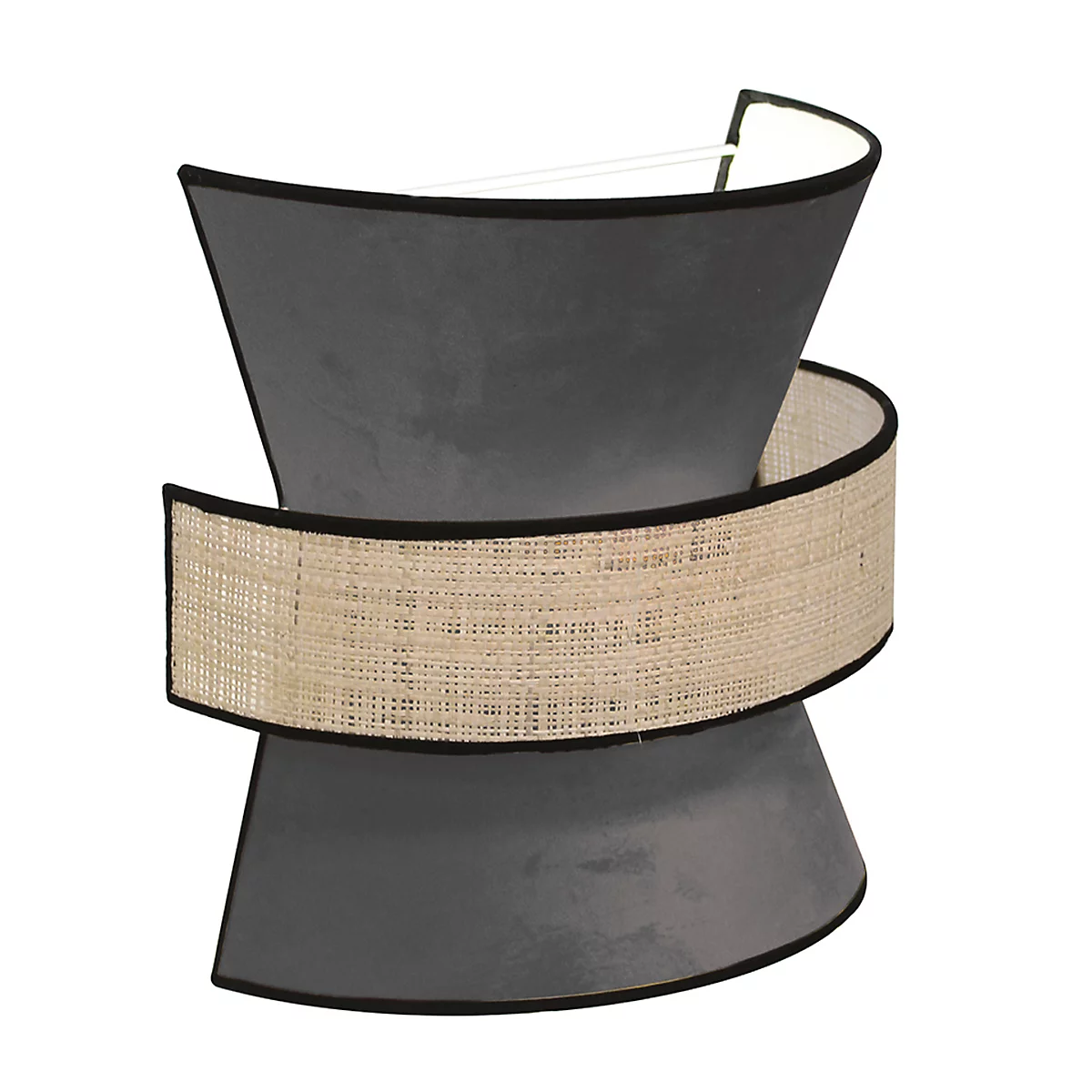 Wandleuchte Gatsby, Samt/Rattan, anthrazit, B 300 x T 300 x H 150 mm, 2 x E27, meet by paperflow