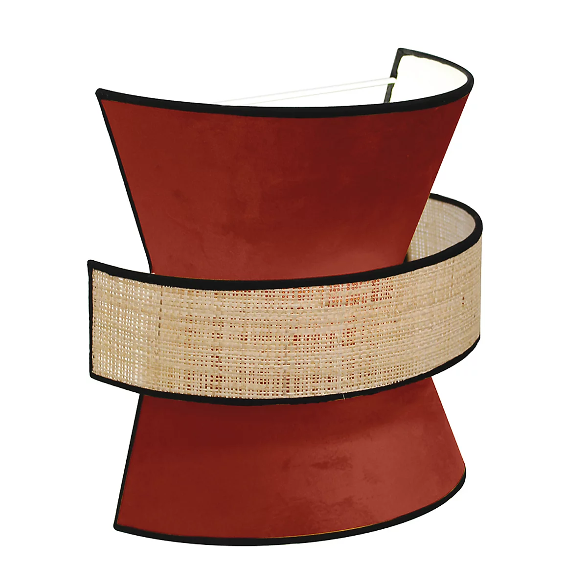 Wandleuchte Gatsby, Samt/Rattan, weinrot, B 300 x T 300 x H 150 mm, 2 x E27, meet by paperflow
