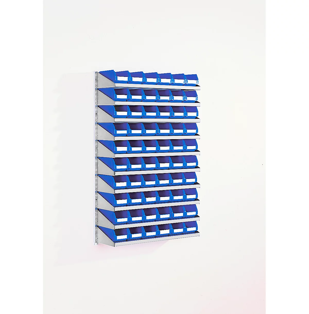 Wandrek 10VK Schäfer Shop Select, 10 schappen, L 1000 x B 640 x D 155 mm, met 60 open vakken LF 211, blauw.