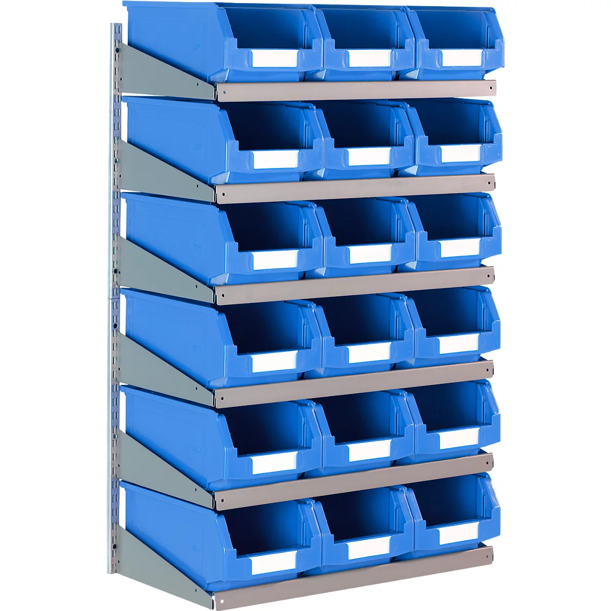 Wandrek 6 LK Schäfer Shop Select, 6 legborden, met 18 blauwe bakken LF 321, L 1000 x B 640 x D 300 mm