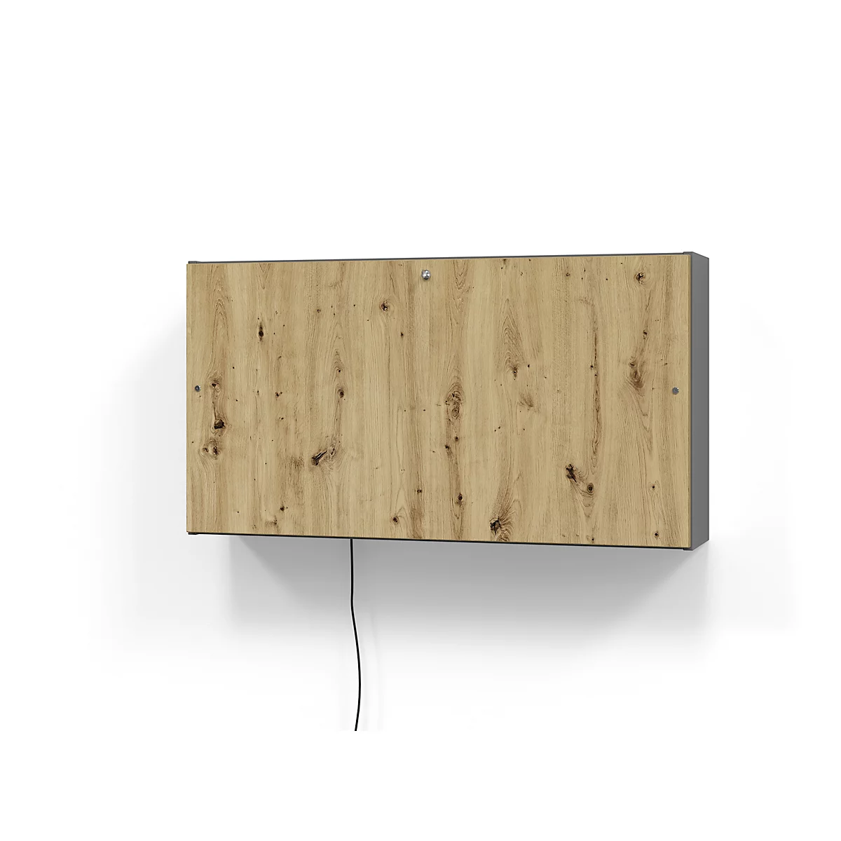 Wandschreibtisch, ideal für das Home Office, ausklappbare Tischplatte, umfangreiche Innenausstattung, B 1200 x T 260 x H 650 mm, graphit/Asteiche