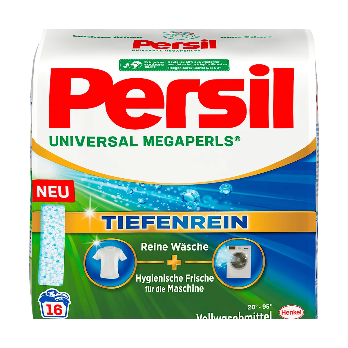 Waschmittel Persil Universal Megaperls, 16 Waschladungen, Tiefenrein-Technologie, bis 95°