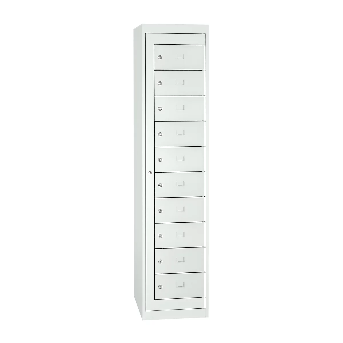 Wasgoedkast, afsluitbaar, met 10 vakken, hoogte 1800 mm, lichtgrijs/lichtgrijs
