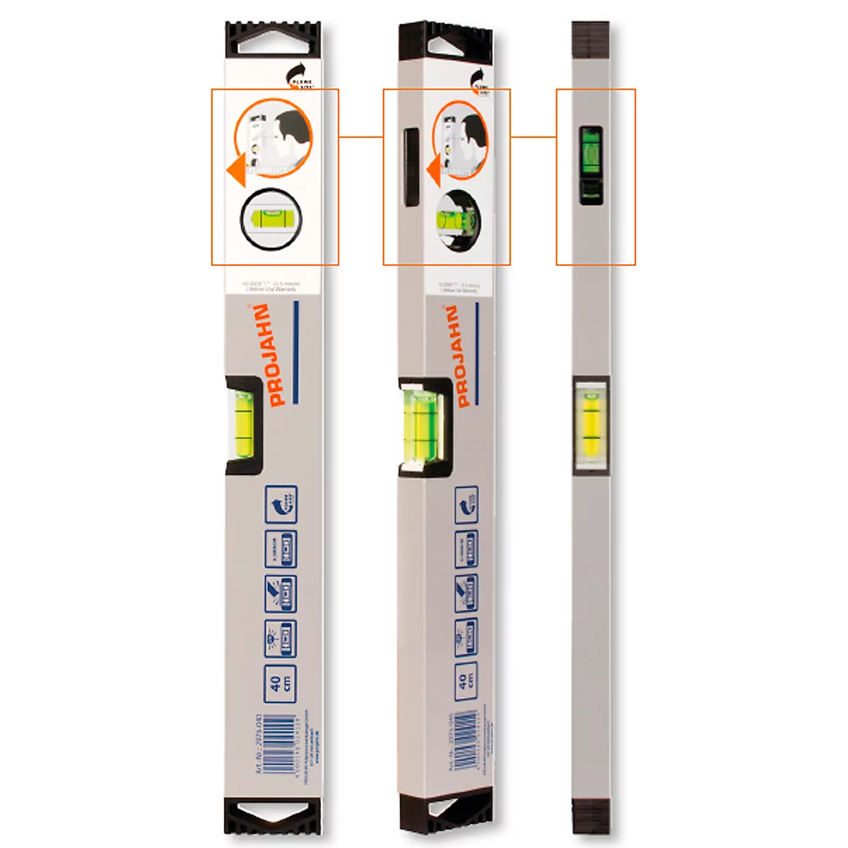 Wasserwaage PROJAHN, mit Vertikal-Spiegel-Libelle, Toleranz 0,5 mm/m, L 100 cm