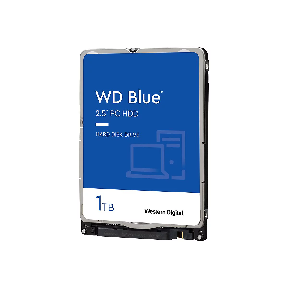 Eine Festplatte von WD Blue mit 1 TB Speicherkapazität.