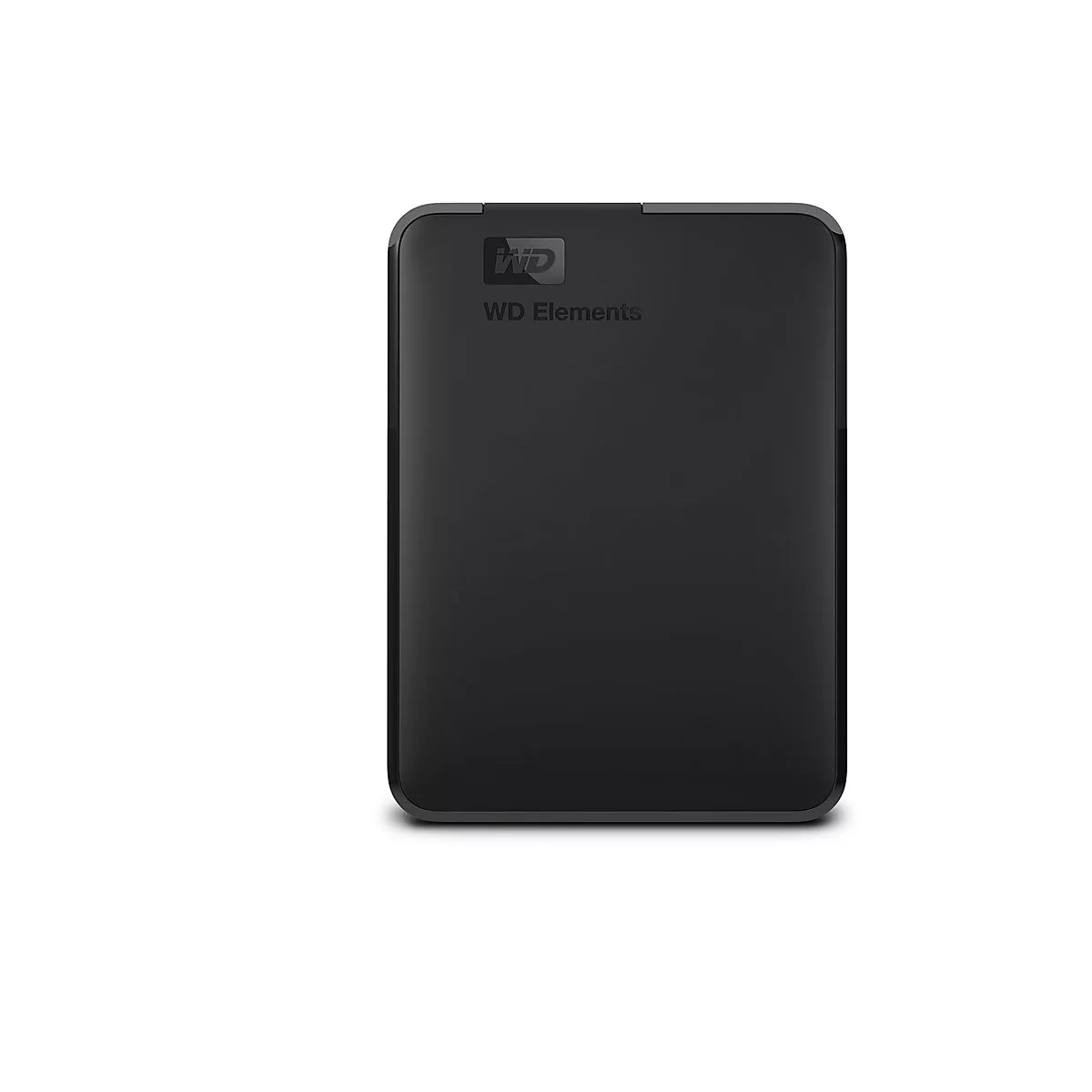 Disque dur externe noir WD Elements, avec logo et lettrage.