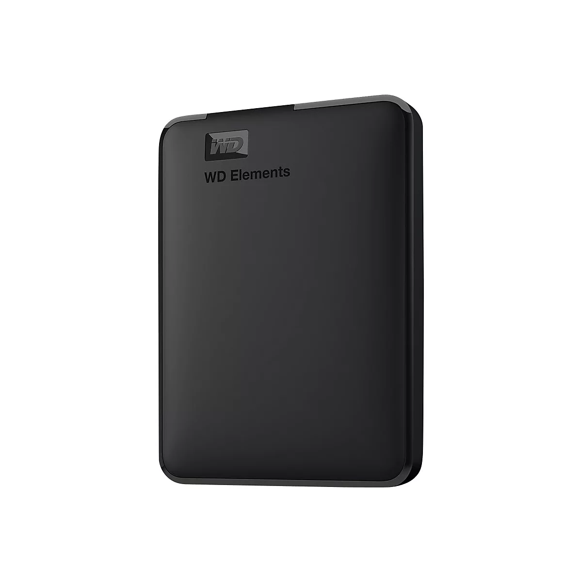 Disque dur externe noir WD Elements. Logo WD et lettrage visibles.