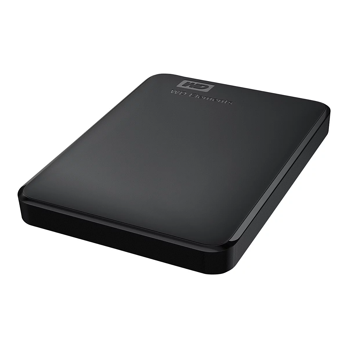 Disque dur externe noir avec l'inscription "WD Elements".