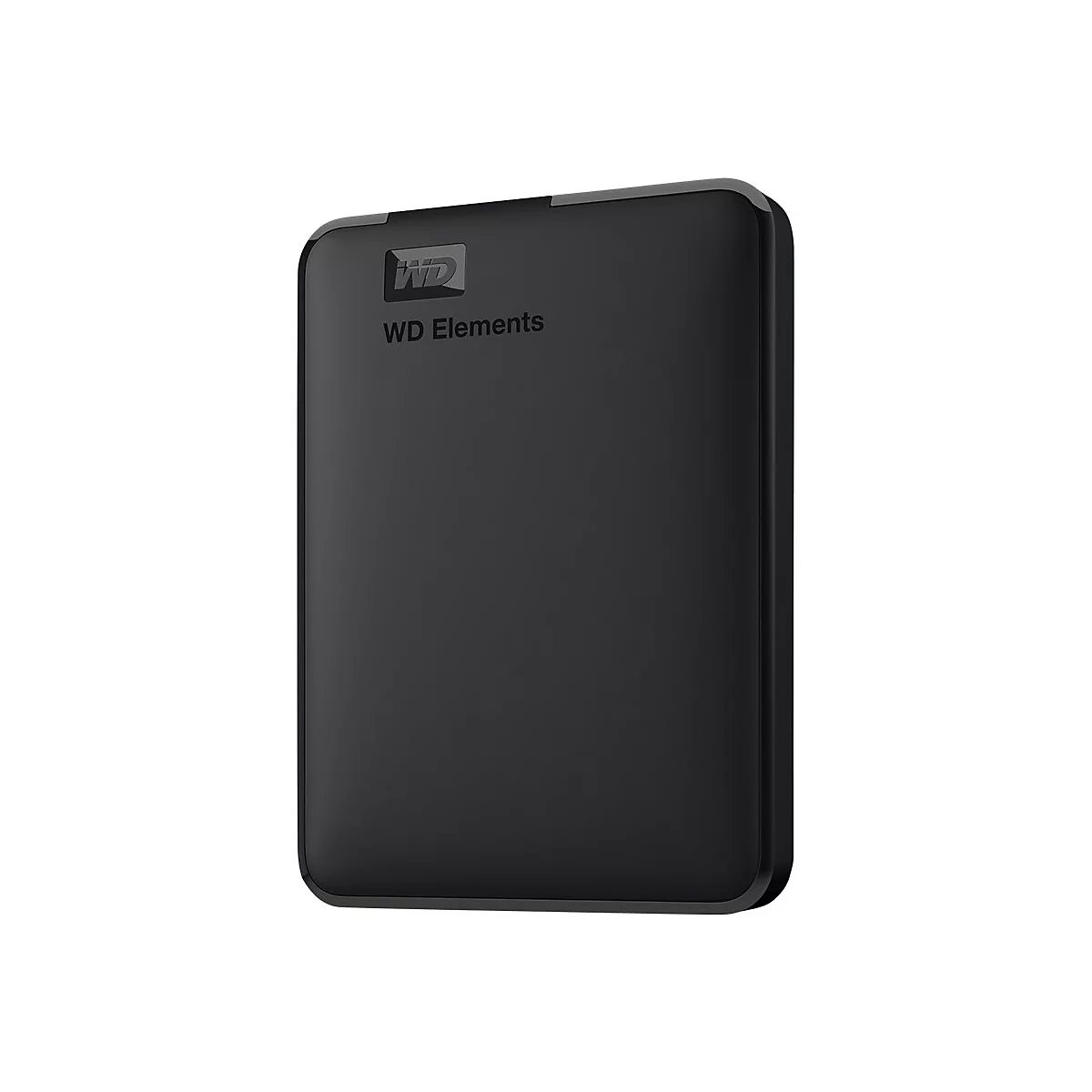 Disque dur externe noir WD Elements. Le logo WD et les mots 'WD Elements' sont visibles.