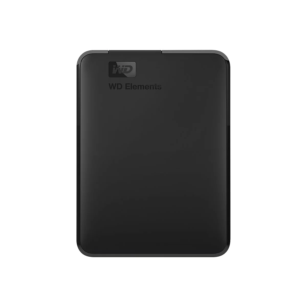 Disque dur externe noir avec l'inscription "WD Elements" et le logo WD.