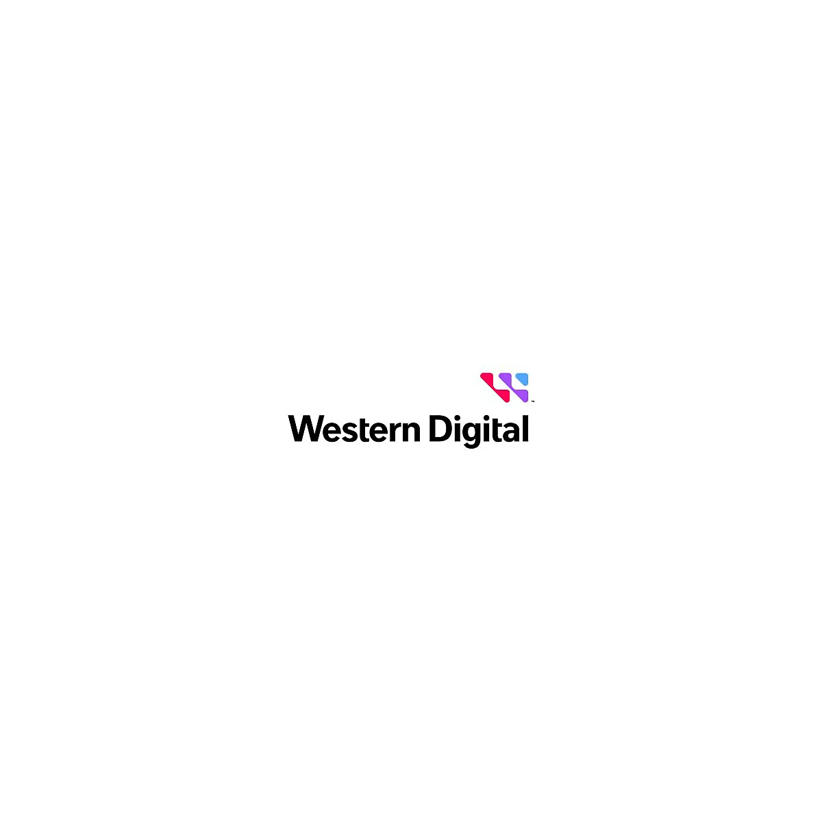 Western Digital Logo. Schriftzug in Schwarz, daneben ein abstraktes farbiges Logo.