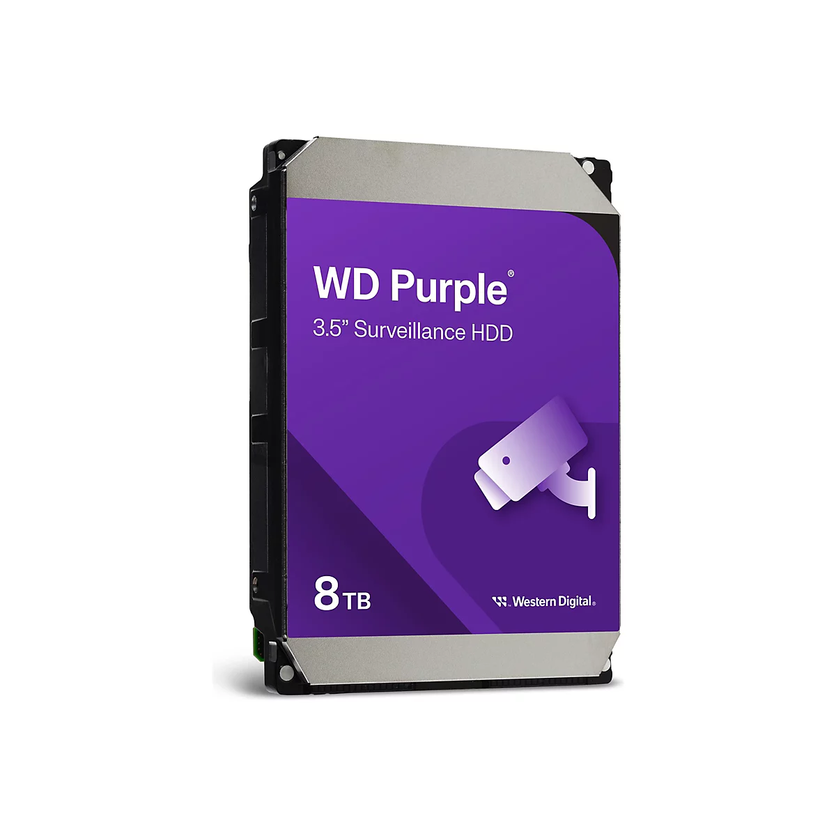 Festplatte WD Purple, 8TB, lila Schrift, Kamera-Symbol, Western Digital.