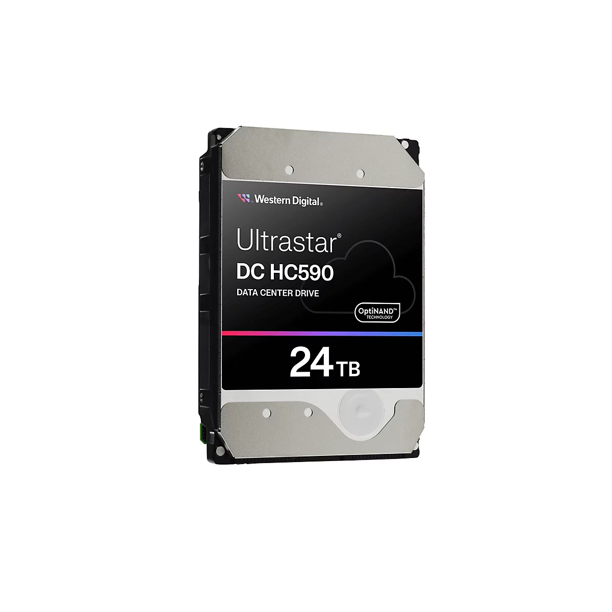 Festplatte von Western Digital, Modell Ultrastar DC HC590, 24 TB, vor weißem Hintergrund.
