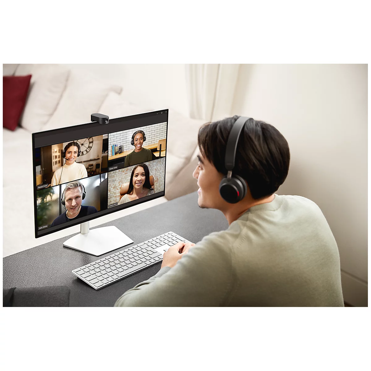 Webcam Jabra PanaCast 20, 4K UHD, UC-optimiert, zertifiziert für Microsoft Teams® & Zoom, Ki-gestützte Bildoptimierung, Bild-in-Bild, Intelligent Zoom