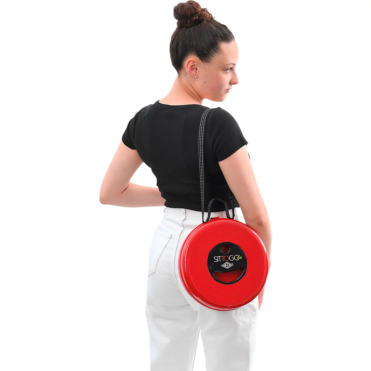 WEDO® SITTOGO®NXT telescopische kruk, opvouwbaar, in hoogte verstelbaar, met schouderriem, tot 150 kg, ABS-kunststof, rood
