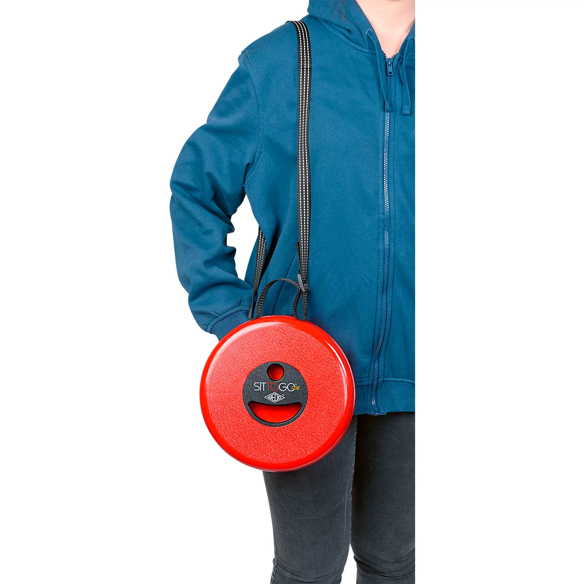 WEDO® SITTOGO®NXT telescopische kruk, opvouwbaar, in hoogte verstelbaar, met schouderriem, tot 150 kg, ABS-kunststof, rood