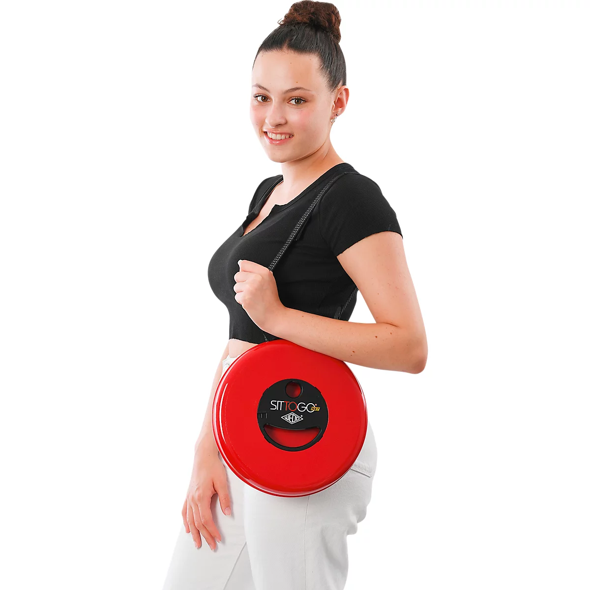 WEDO® SITTOGO®NXT telescopische kruk, opvouwbaar, in hoogte verstelbaar, met schouderriem, tot 150 kg, ABS-kunststof, rood