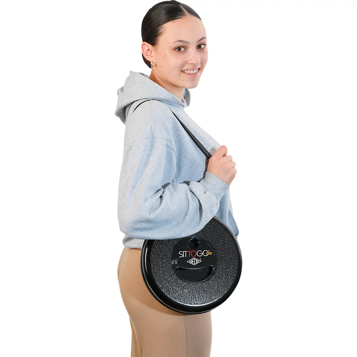 WEDO® SITTOGO®NXT telescopische kruk, opvouwbaar, in hoogte verstelbaar, met schouderriem, tot 150 kg, ABS-kunststof, zwart