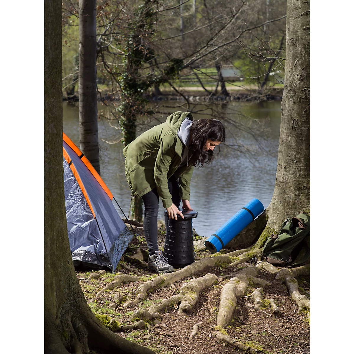 WEDO® SITTOGO®NXT telescopische kruk, opvouwbaar, in hoogte verstelbaar, met schouderriem, tot 150 kg, ABS-kunststof, zwart