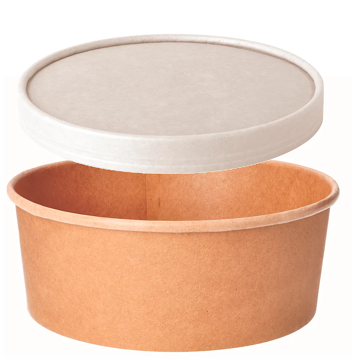 Wegwerpsaladebakjes Papstar pure, 1300 ml, 184 x H 70 mm, 50 st., biologisch afbreekbaar, hernieuwbare grondstoffen, PLA-coating, bruin