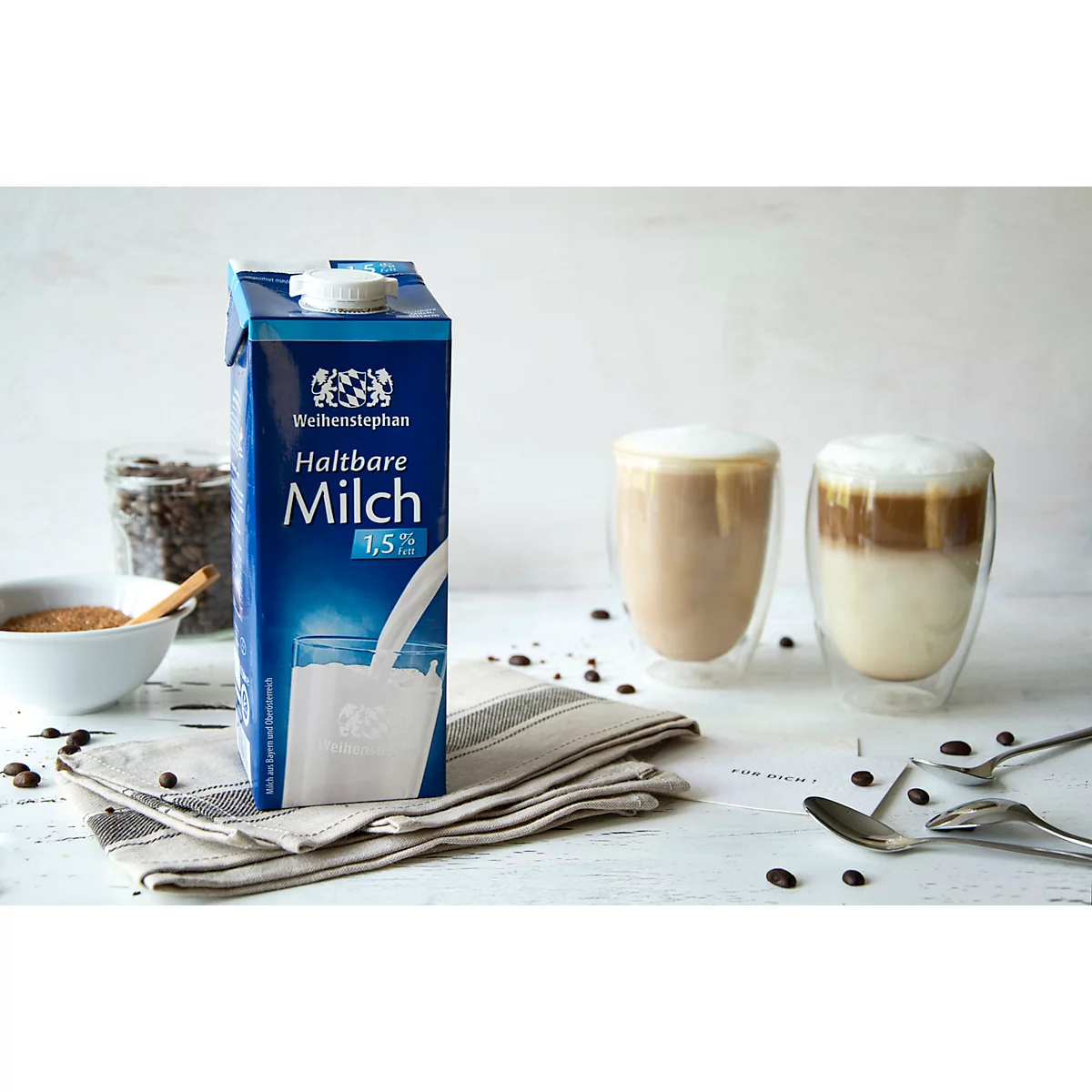 Weihenstephan H-Milch, Fettgehalt 1,5 %, homogenisiert, ultrahocherhitzt, 12 x 1 l