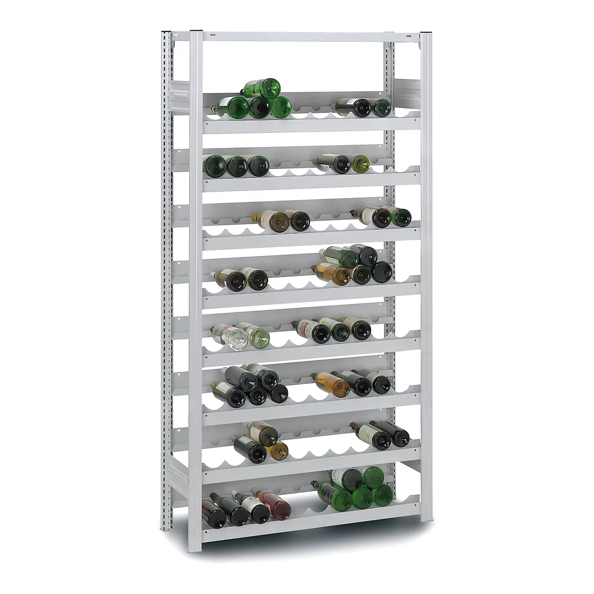 Weinflaschenregal, Grundfeld, Stecksystem, 7 Einsätze, 1750 x 1000 x 300 mm
