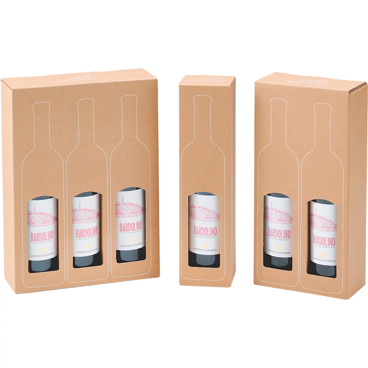 Weinkarton ColomPac SAWP, für 2 Flaschen, L 182 x B 93 x H 374 mm, Wellpappe, kraft-braun, 10 Stück