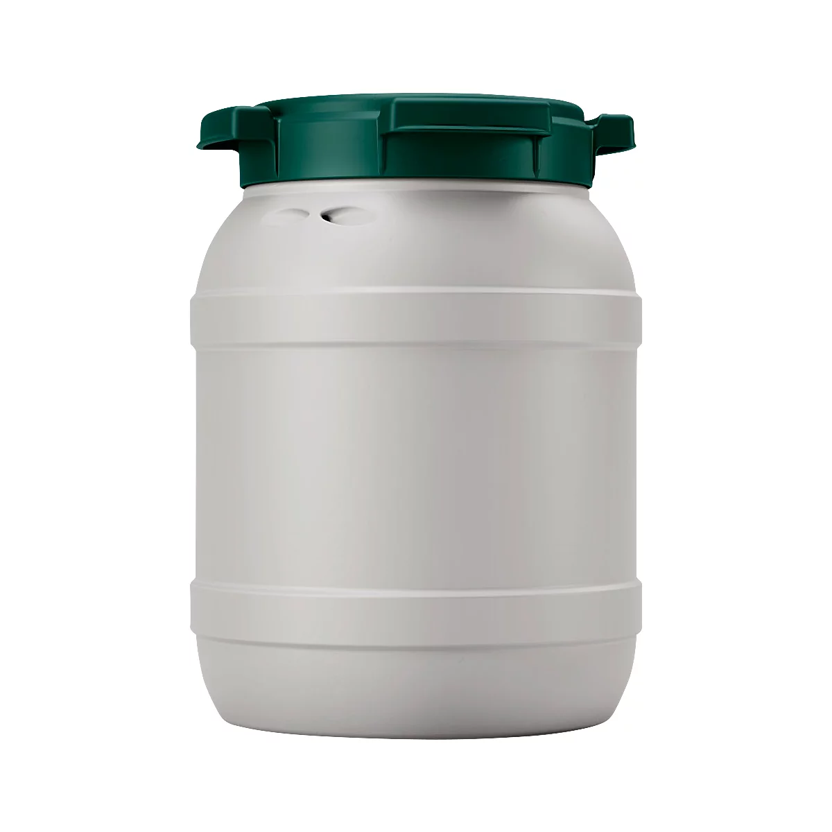 Weithalsfass, Volumen 6 l, mit Deckel, mit UN-Zertifizierung, wasserdicht, stapelbar, L 198 x B 198 x H 265 mm, R-HDPE, grau-grün