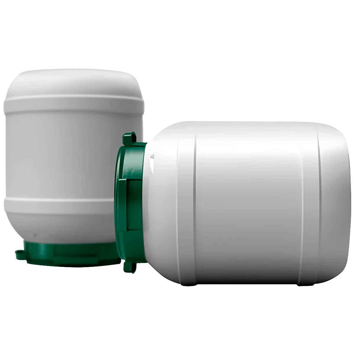 Weithalsfass, Volumen 6 l, mit Deckel, mit UN-Zertifizierung, wasserdicht, stapelbar, L 198 x B 198 x H 265 mm, R-HDPE, grau-grün