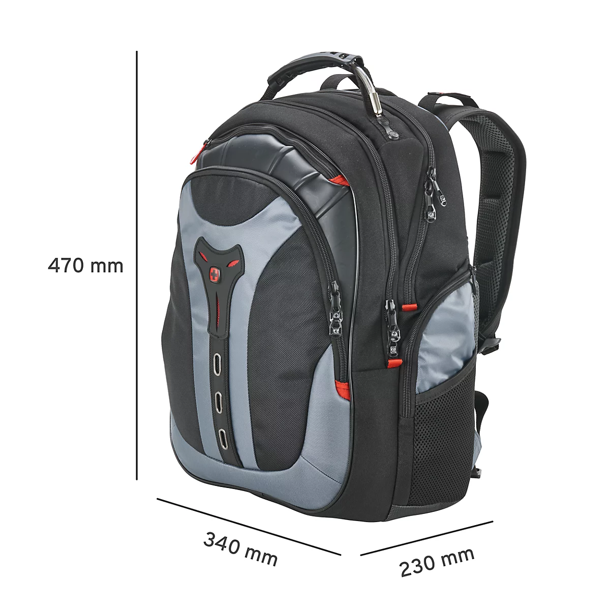 Wenger Pegasus Comfortable laptoprugzak, 23 l, voor laptops tot 17,3', laptopvak, l 230 x b 340 x h 470 mm, polyester, nylon, grijs/zwart