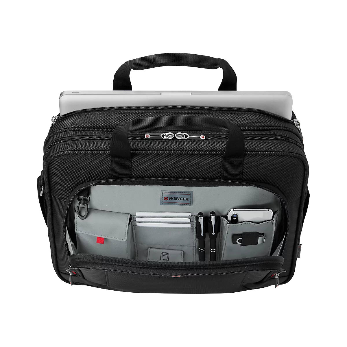 Wenger Prospectus sac pour ordinateur portable, ordinateur portable jusqu'à 16', compartiment pour ordinateur portable et tablette, fixation trolley, L 420 x H 330 x L 150 mm, 15 l, polyester, noir
