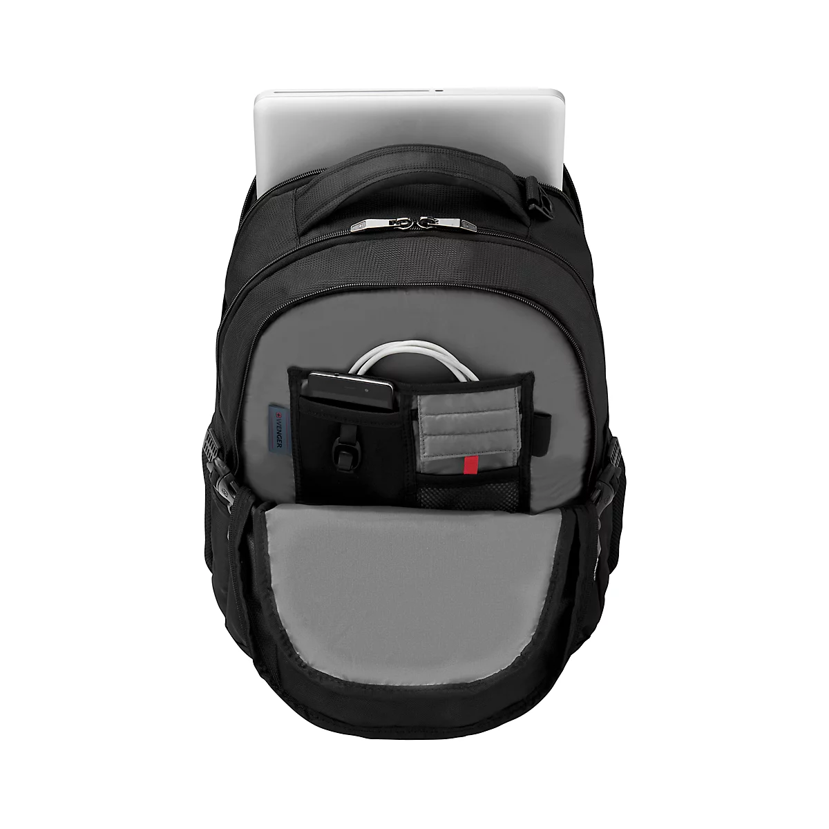 Wenger Sidebar laptop rugzak, 26 l, voor laptops tot 16' &amp; tablets tot 10', laptop &amp; tablet vak, organiser, L 260 B 370 x H 450 mm, polyester, grijs