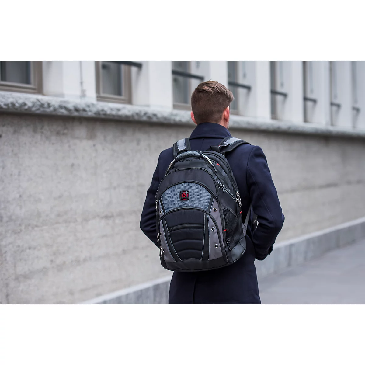 Wenger Synergy sac à dos pour ordinateur portable, ordinateurs portables jusqu'à 16', compartiment pour ordinateur portable et tablette, organiseur, étui rapide, L 260 x l 360 x H 460 mm, 26 l, polyester, noir/gris