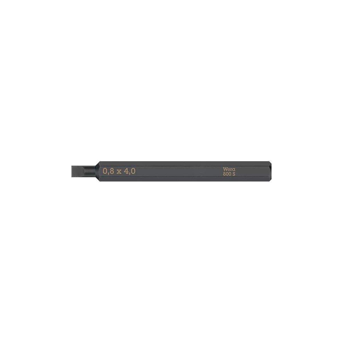 WERA Bit 800 S, für Schlitzschrauben, 4,0 mm Breite, Länge 70 mm, 1/4 Zoll C6,3 Antrieb, extra zähhart