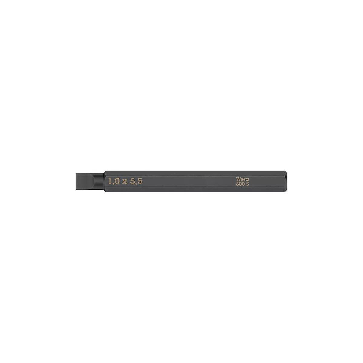 WERA Bit 800 S, für Schlitzschrauben 5,5 mm, L 70 mm, 1/4 Zoll C6,3 Antrieb, extra zähhart