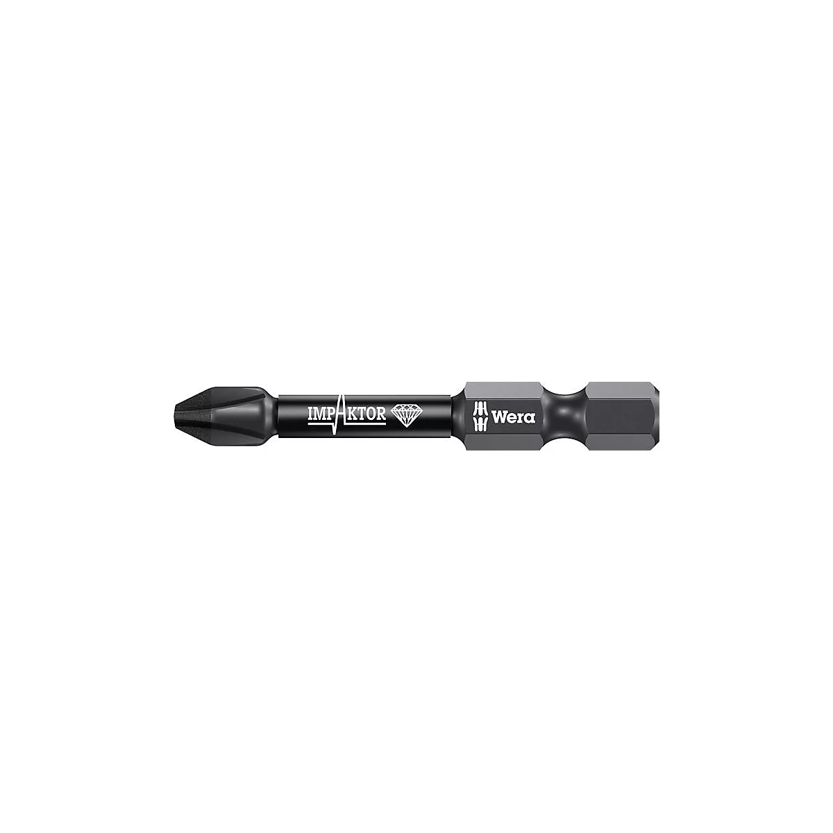 WERA Bit 851/4 IMP DC PH2, L 50 mm, 1/4 Zoll E6.3, diamantbeschichtet, Impaktor, 5 Stück