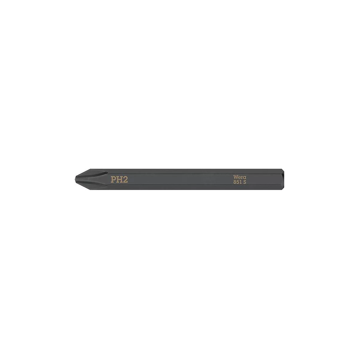 WERA bit 851 S PH 2, PH 2x70 mm, DIN ISO 1173, extra taai, 1/4" zeskantaandrijving, 5 stuks