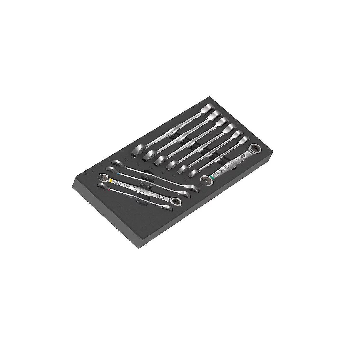 WERA gereedschapmodule 9730, 11-delig, met schuimrubberen inleg, water- en olieafstotend, B 185 x H 55 x D 405 mm