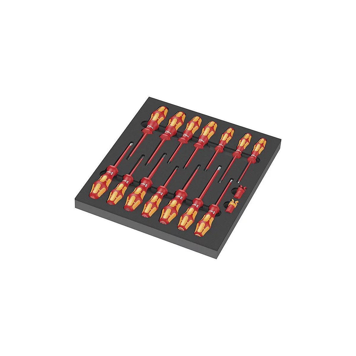 WERA gereedschapsmodule 9711, VDE-schroevendraaierset, 16-delig, schuimrubberen inzet, B 360 x H 60 x D 405 mm