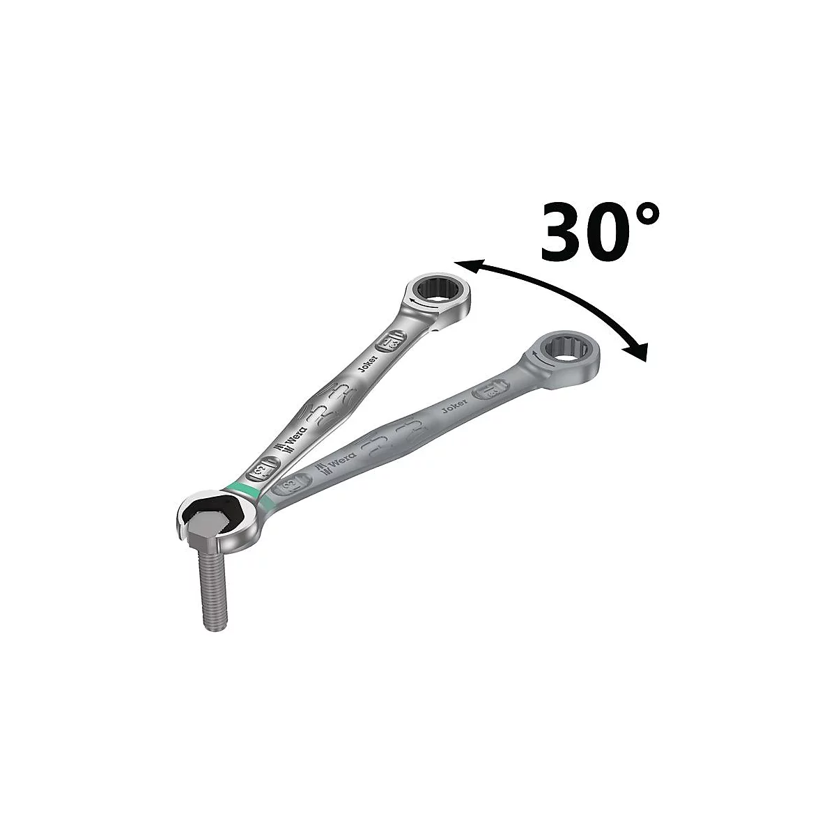 WERA Joker combisleutel, SW 17 mm, L 224 mm, vasthoudfunctie, gelegeerd gereedschapsstaal, 80 tanden