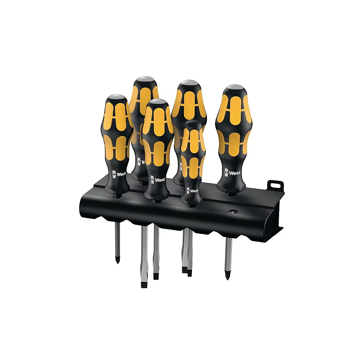 WERA Schraubendrehersatz 932/6, 6-tlg. Schlitz/PH, 2K-Griff, Schlagkappen, durchgehende 6-Kant-Klingen