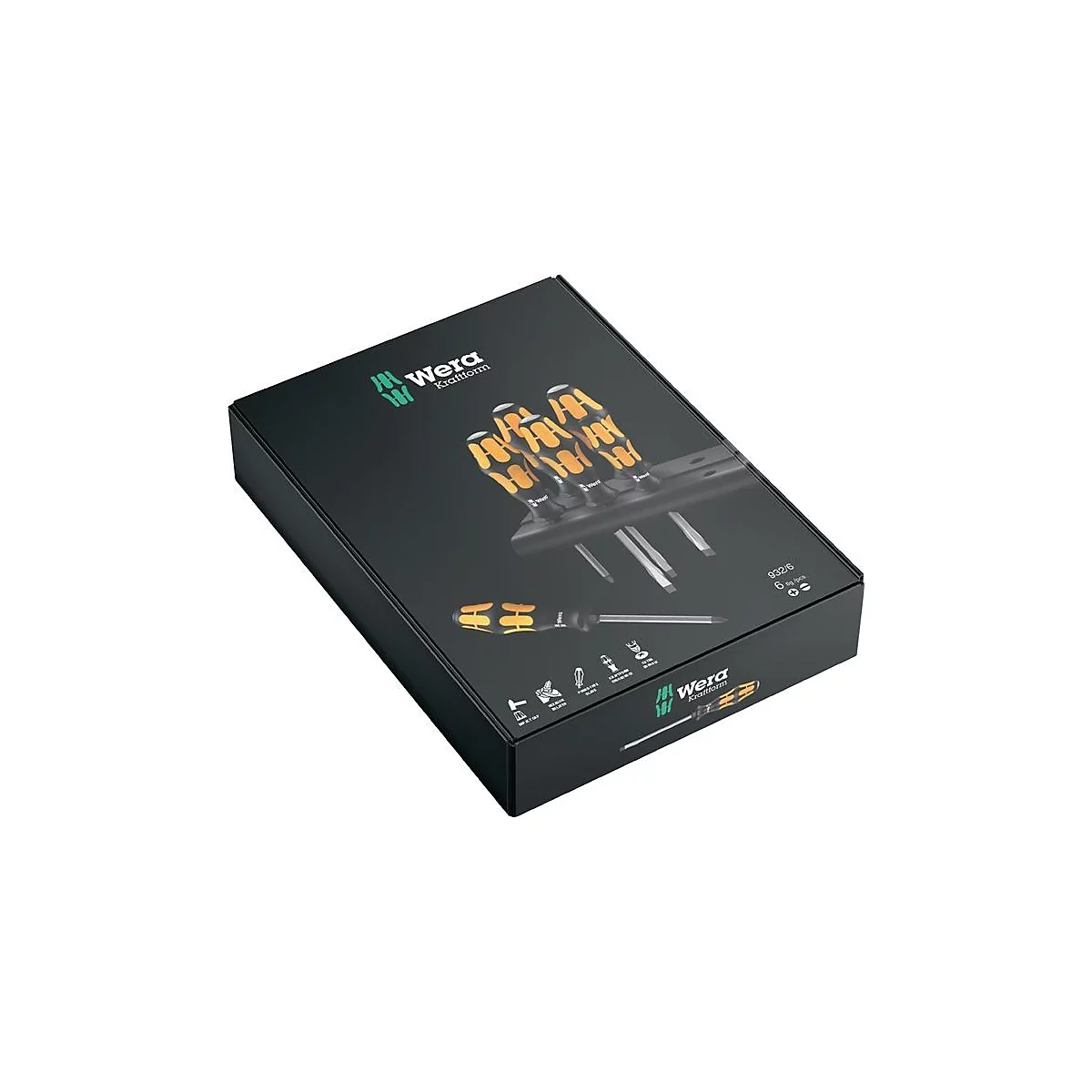 WERA-schroevendraaierset 932/6, 6-delig sleuf/PH, 2C-handgreep, slagdoppen, zeskantklingen uit één stuk