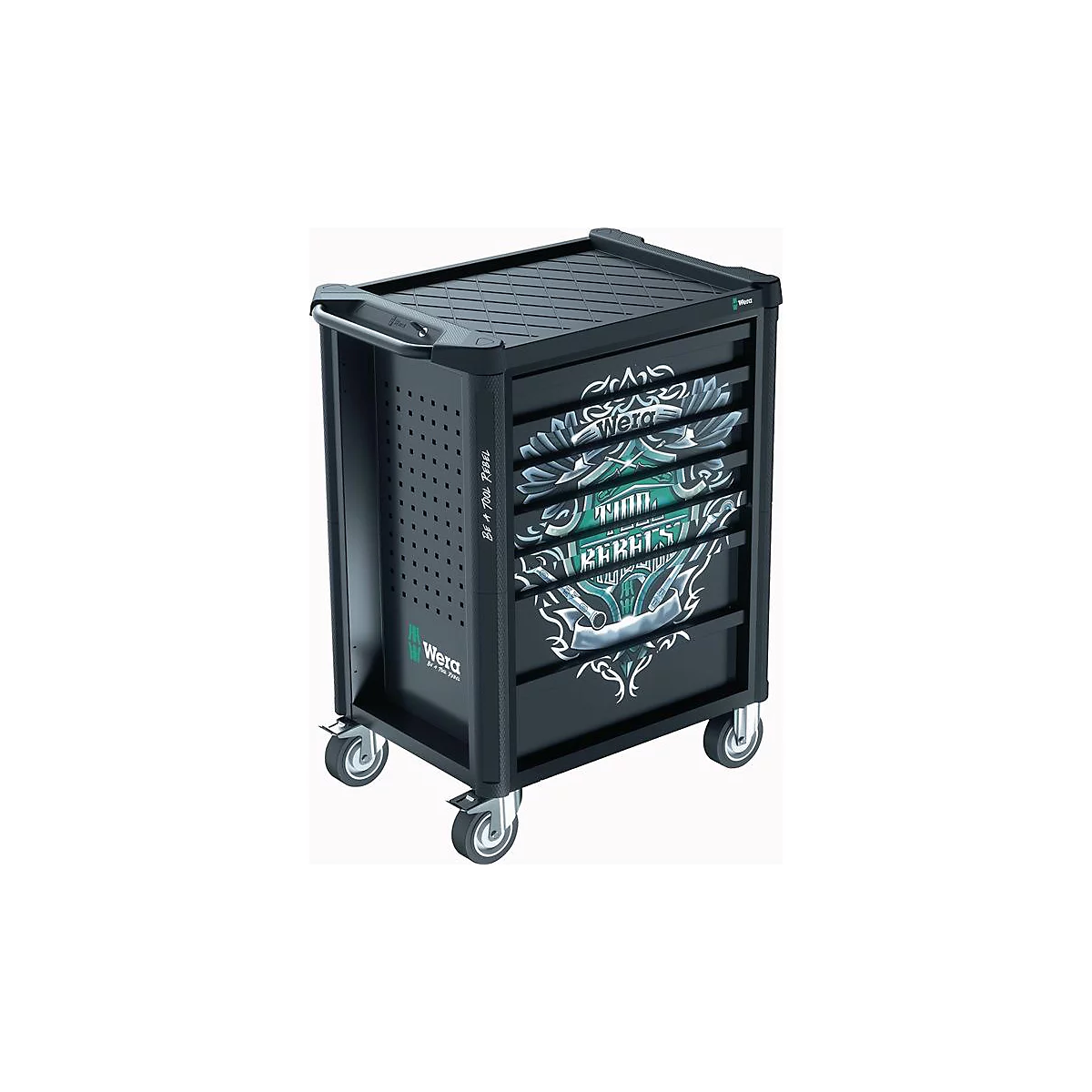 WERA werkplaatswagen 9700 Gereedschap Rebel, 78-delig, B 785 x D 709 x H 1020 mm, draagvermogen 1000 kg, 7 laden