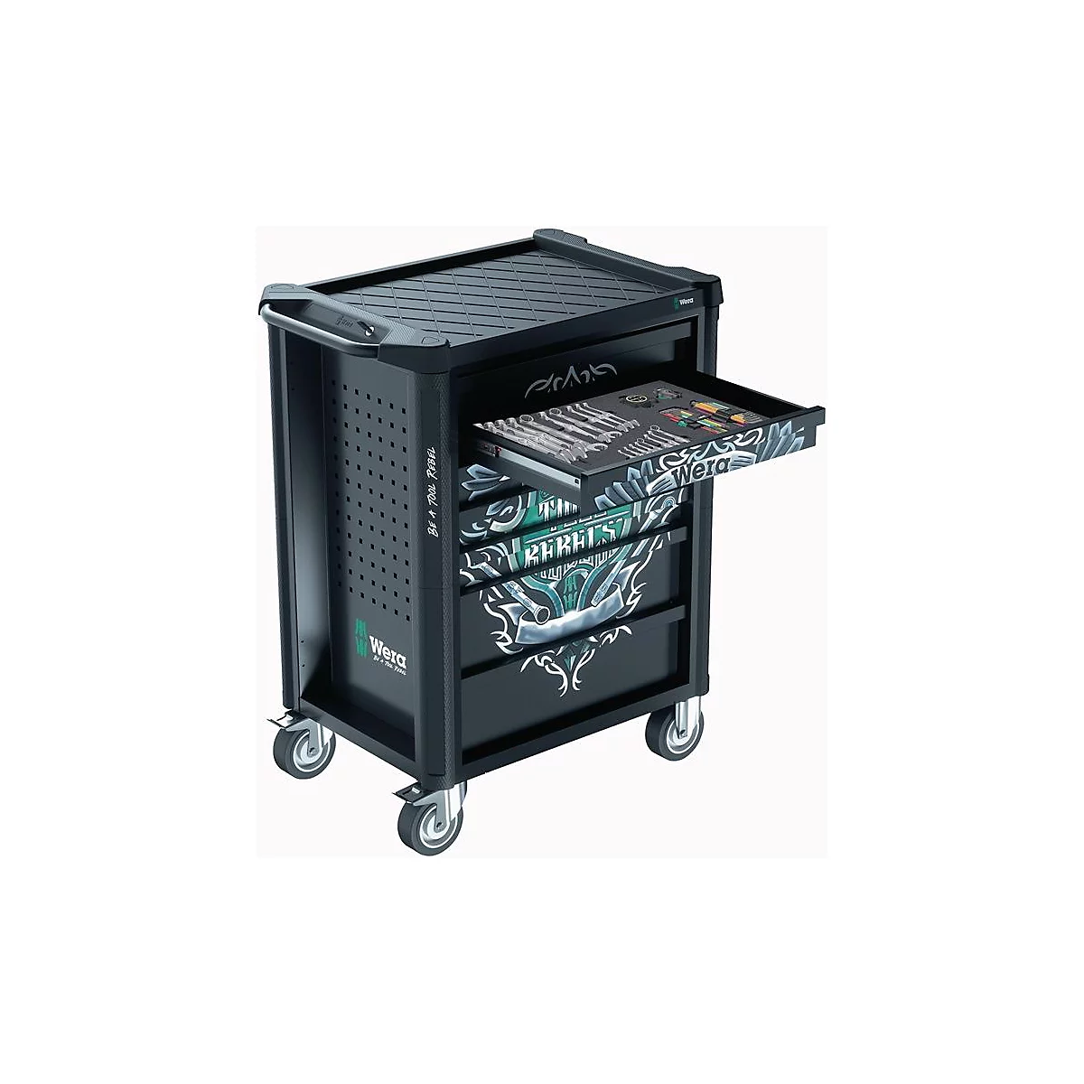 WERA werkplaatswagen 9700 Gereedschap Rebel, 78-delig, B 785 x D 709 x H 1020 mm, draagvermogen 1000 kg, 7 laden